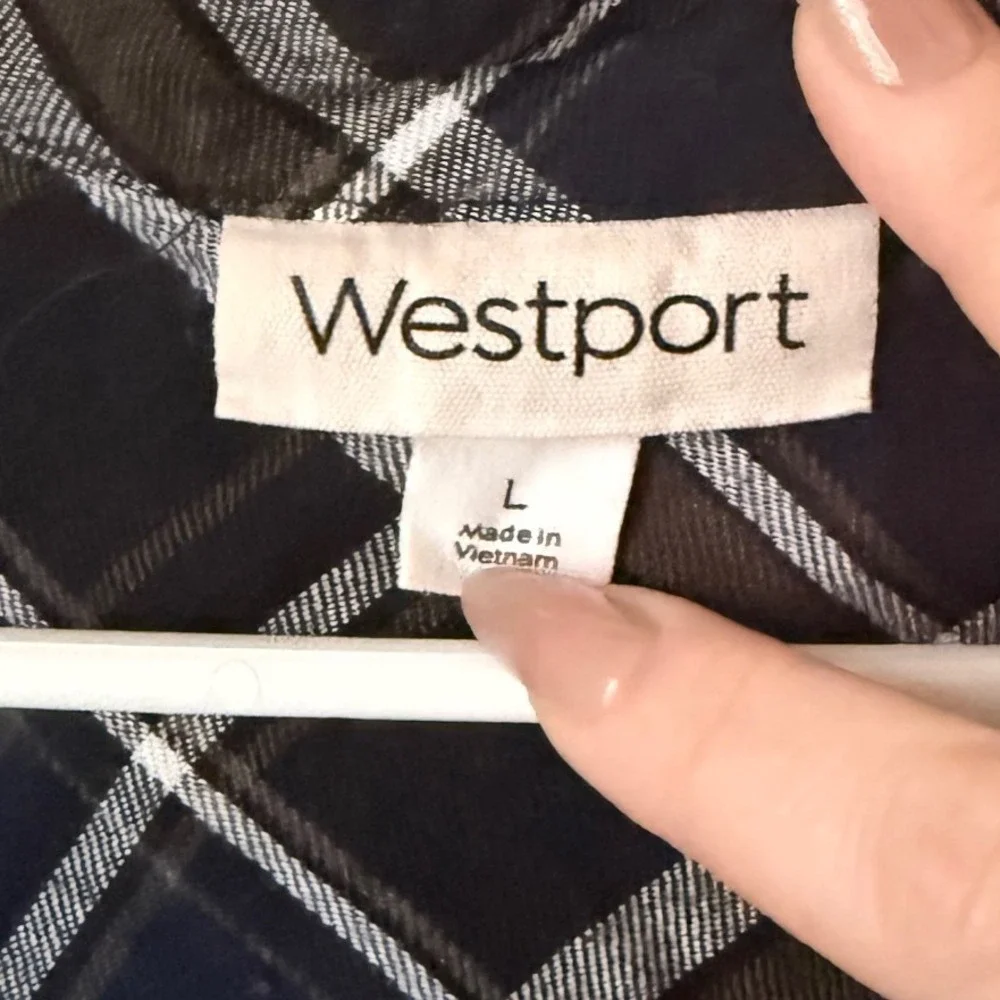 Westport Womens Long Sleeve Plaid Floral Patchwork Top Size L Boho Cottage‎